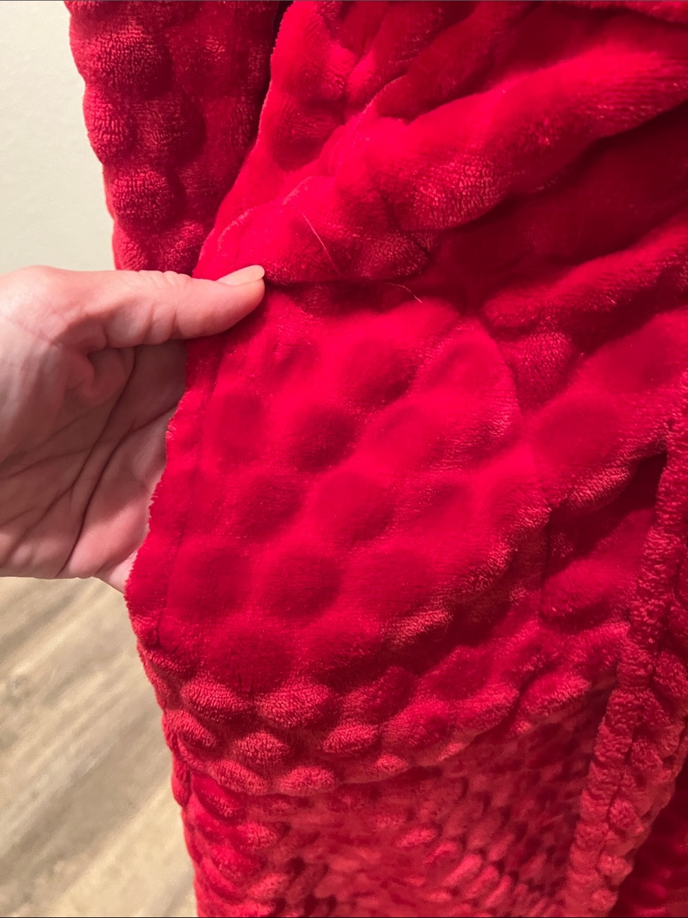 Vintage Jasmine Rose Red Plush Long Robe Coat - Picture 8 of 9